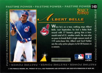 1996 Select Certified #140 Albert Belle Back