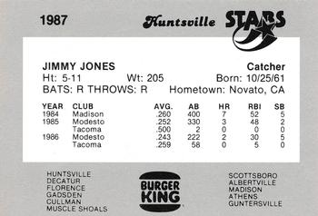 1987 Burger King Huntsville Stars #NNO Jimmy Jones Back