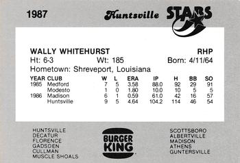 1987 Burger King Huntsville Stars #NNO Wally Whitehurst Back