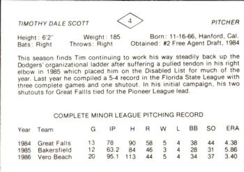 1987 San Antonio Dodgers #4 Tim Scott Back