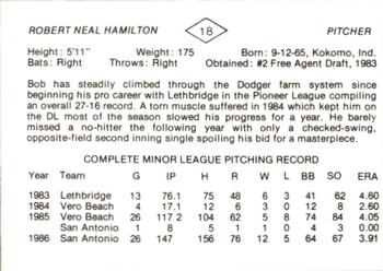 1987 San Antonio Dodgers #18 Bob Hamilton Back