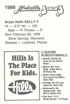 1986 Nashville Sounds #NNO Bryan Kelly Back