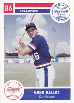 1986 Tulsa Drillers #18 Greg Bailey Front