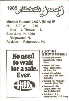 1985 Hills Nashville Sounds #NNO Mike Laga Back