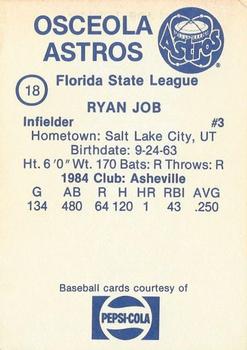 1985 Osceola Astros #18 Ryan Job Back
