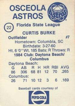 1985 Osceola Astros #22 Curtis Burke Back
