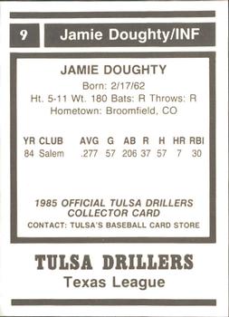 1985 Tulsa Drillers #NNO Jamie Doughty Back