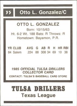 1985 Tulsa Drillers #NNO Otto Gonzalez Back