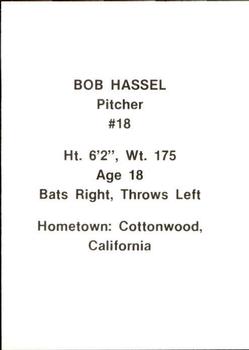 1984 Idaho Falls A's #11 Bob Hassel Back