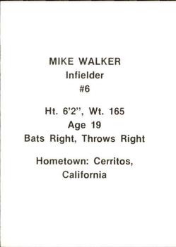 1984 Idaho Falls A's #28 Mike Walker Back