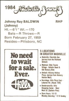 1984 Hills Nashville Sounds #NNO Johnny Baldwin Back
