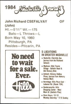 1984 Hills Nashville Sounds #NNO John Csefalvay Back