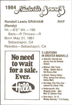1984 Hills Nashville Sounds #NNO Randy Graham Back
