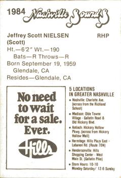 1984 Hills Nashville Sounds #NNO Scott Nielsen Back