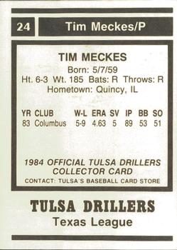 1984 Tulsa Drillers #NNO Tim Meckes Back