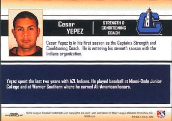 2012 Grandstand Lake County Captains #31 Cesar Yepez Back