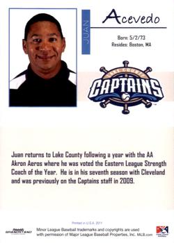 2011 Grandstand Lake County Captains #NNO Juan Acevedo Back