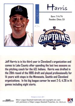2011 Grandstand Lake County Captains #NNO Jeff Harris Back