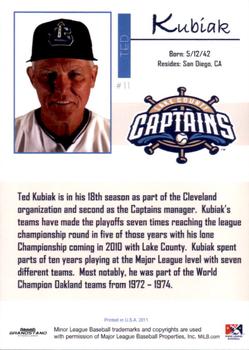 2011 Grandstand Lake County Captains #NNO Ted Kubiak Back