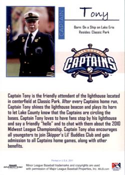 2011 Grandstand Lake County Captains #NNO Captain Tony Back