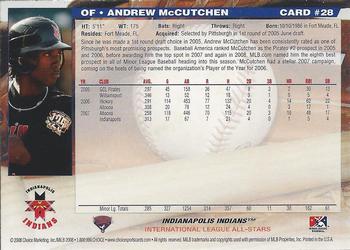2008 Choice International League All-Stars #28 Andrew McCutchen Back