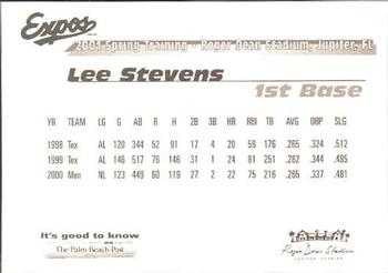 2001 Palm Beach Post Montreal Expos #17 Lee Stevens Back