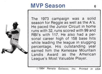 1984 Galasso Reggie Jackson #6 Reggie Jackson Back