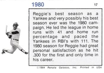 1984 Galasso Reggie Jackson #17 Reggie Jackson Back