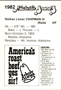 1982 Nashville Sounds #NNO Nate Chapman Back