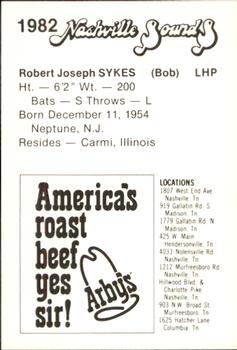 1982 Nashville Sounds #NNO Bob Sykes Back