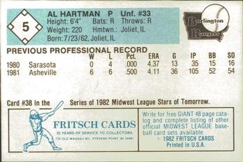 1982 Fritsch Burlington Rangers #5 Al Hartman Back