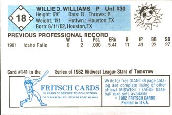 1982 Fritsch Danville Suns #18 Willie D. Williams Back