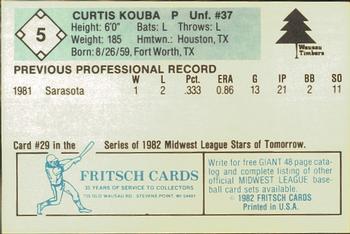 1982 Fritsch Wausau Timbers #5 Curtis Kouba Back