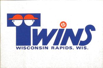 1982 Fritsch Wisconsin Rapids Twins #1 Checklist Front