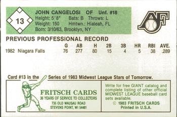 1983 Fritsch Appleton Foxes #13 John Cangelosi Back