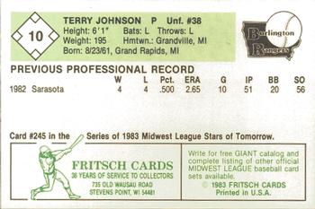 1983 Fritsch Burlington Rangers #10 Terry Johnson Back