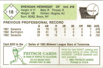1983 Fritsch Burlington Rangers #18 Brendan Hennessy Back