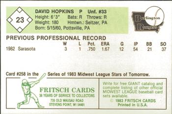 1983 Fritsch Burlington Rangers #23 David Hopkins Back