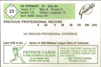 1983 Fritsch Clinton Giants #23 Ed Stewart Back