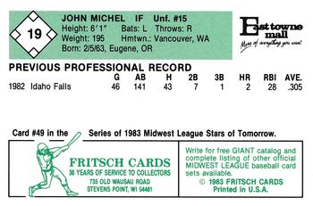 1983 Fritsch Madison Muskies #19 John Michel Back