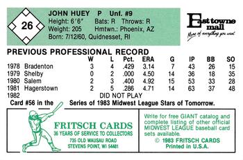 1983 Fritsch Madison Muskies #26 John Huey Back