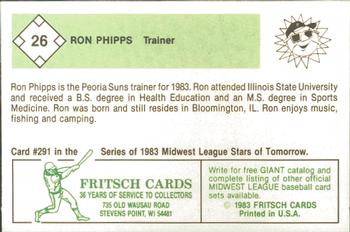 1983 Fritsch Peoria Suns #26 Ron Phipps Back