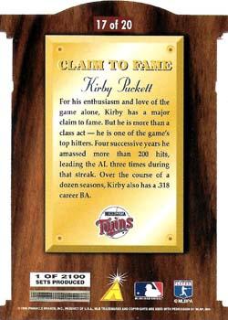 1996 Select - Claim to Fame #17 Kirby Puckett Back