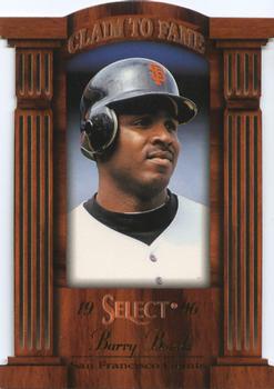 1996 Select - Claim to Fame #18 Barry Bonds Front