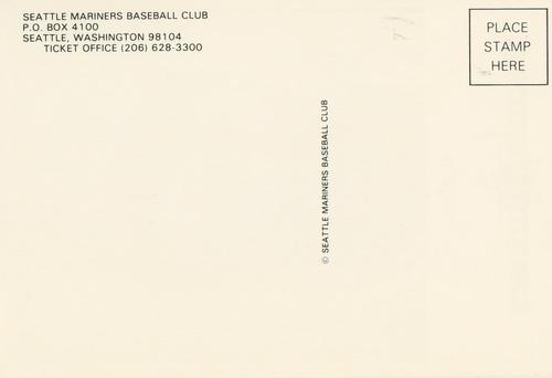 1984 Seattle Mariners Postcards #NNO Alvin Davis Back