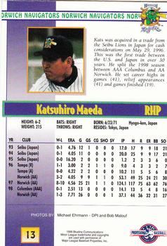 1999 Blueline Norwich Navigators #13 Kats Maeda Back