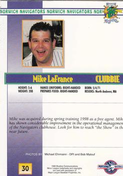1999 Blueline Norwich Navigators #30 Mike Lafrance Back