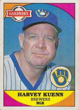 1983 Topps Gardner's Bakery Milwaukee Brewers #1 Harvey Kuenn Front
