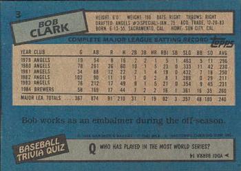 1985 Topps Gardner's Bakery Milwaukee Brewers #3 Bobby Clark Back