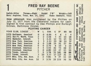 1979 Oklahoma City 89ers #1 Fred Beene Back